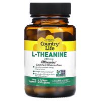 Country Life, L-теанин, 200 мг, 60 растительных капсул
