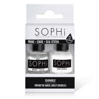 SOPHi by Piggy Paint, Система для нанесения основы + блеска + защиты, 2 бутылька по 0.5 унции (1 мл)