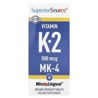 Superior Source, Витамин K2, 500 мкг, 60 микролингвальных быстрорастворимых таблеток