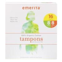 Emerita, Тампоны из 100% органического хлопка с защитным покрытием, большая упаковка, 32 шт.