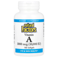 Natural Factors, Витамин A, 10,000 МЕ, 180 гелевых капсул