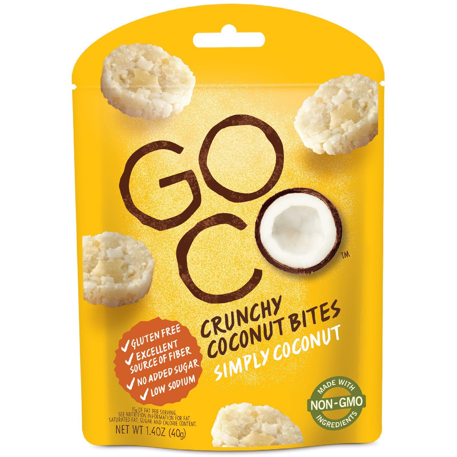 GoCo, Хрустящие кокосовые кусочки, Просто кокос, 1,4 унции (40 г ...