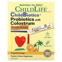 ChildLife Essentials, ChildBiotics, пробиотики с порошком из молозива, тропический апельсин, 30 пакетиков по 2 г