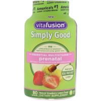 VitaFusion, Simply Good, незаменимые мультивитамины для беременных женщин, со вкусом натуральной клубники и лимона, 80 жевательных таблеток