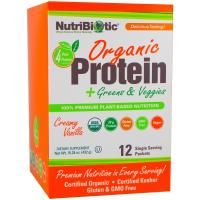 NutriBiotic, Органический протеин + зелень и овощи, сливочная ваниль, 12 индивидуальных упаковок, 1.26 унций (36 г) каждый