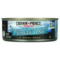 Crown Prince Natural, Кусочки легкого тунца тонгол – без добавления соли, в родниковой воде, 5 унций (142 г)