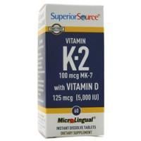 Superior Source, Витамин К2 (100 мкг) МК-7 с витамином D (125 мкг) 60 таблеток