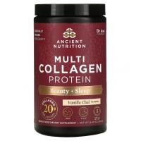 Dr. Axe / Ancient Nutrition, Multi Collagen Protein, Beauty + Sleep, ванильный чай, 8,47 унций (240 г)