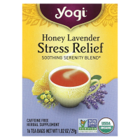 Yogi Tea, Stress Relief cо вкусом меда и лаванды, без кофеина, 16 чайных пакетиков, 1.02 унций (29 г)