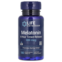 Life Extension, Мелатонин, 6-часовое высвобождение, 300 мкг, 100 растительных таблеток