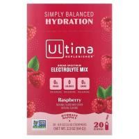 Ultima Replenisher, порошок электролитов с малиновым вкусом, 20 пакетиков по 0,11 унции (3,2 г)