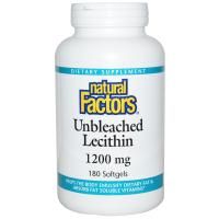 Natural Factors, Неотбеленный Лецитин, 1200 мг, 180 капсул
