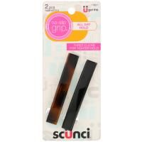 Scunci, No Slip Grip, зажимы для волос, фиксация на весь день, черный и коричневый, 2 шт.
