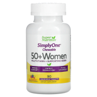 Super Nutrition, SimplyOne, Мультивитамины тройной силы для женщин 50+, Вкус лесных ягод, 90 жевательных таблеток