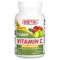Deva, Веганский витамин C, из нескольких источников, 90 таблеток