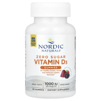 Nordic Naturals, Zero Sugar Vitamin D3 Gummies, Wild Berry, 1000 МЕ, 60 Gummies