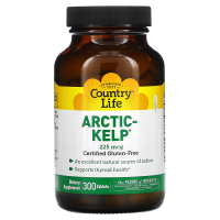 Country Life, Arctic-Kelp, арктические бурые водоросли, норвежская ламинария, 225 мкг, 300 таблеток