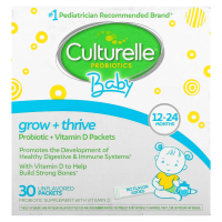 Culturelle, Probiotics, Baby, Grow + Thrive, Probiotics + Vitamin D Packets, 12-24 Months, Unflavored, 30 Single Serve Packets