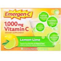 Emergen-C, Витамин C, Смесь для приготовления шипучего напитка со вкусом лайма и лимона, 1000 мг, 30 пакетиков по 0,33 унц. (9,4 г)