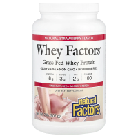 Natural Factors, Whey Factors, 100% натуральный сывороточный белок, с натуральным клубничным вкусом, 2 фунта (907 г)