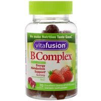 VitaFusion, Комплекс витаминов группы B для взрослых, Натуральный клубничный вкус, 70 жевательных таблеток