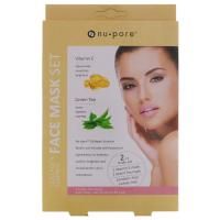 Nu-Pore, Collagen Essence Face Mask Set, Vitamin E & Green Tea, 2 Single-Use Mask, 0.85 fl oz (25 g) Each