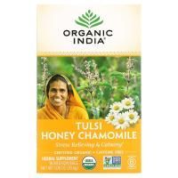 Organic India, Чай с тулси, медом и ромашкой, без кофеина, 1,08 унции (30,6 г), 18 пакетиков