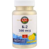KAL, K2, Lemon, 500 mcg, 100 Micro Tablets