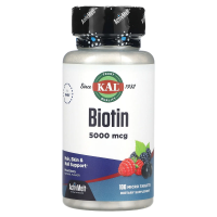 KAL, Biotin, Mixed Berry, 5000 mcg, 100 Micro Tablets