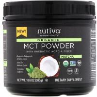 Nutiva, Органические среднецепочечные триглицериды (MCT) в виде порошка, со вкусом матча, 300 г