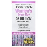 Natural Factors, Лучший пробиотик для женщин на каждый день, 25 миллиардов, 30 вегетарианских капсул