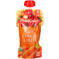 Happy Family Organics, Happy Baby, Органическое детское питание, этап 2, морковь, клубника и нут, 4 унции (113 г)