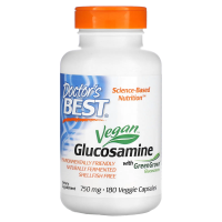 Doctor's Best, Веганский глюкозамин сульфат, полученный из глюкозамина GreenGrown, 750 мг, 180 вегетарианских капсул