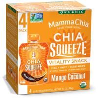 Mamma Chia, Органическая смесь из семян Чиа - полезная закуска со вкусом манго и кокоса, 4 мешочка, 3.5 унции (99 г) каждый
