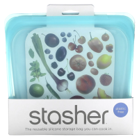 Stasher, Многоразовая силиконовая пищевая сумка, для бутербродов среднего размера, Аква, 15 ж. унц. (450 мл)