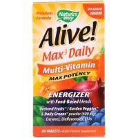 Nature's Way, Alive! Max3 Daily, мультивитаминный комплекс, без добавления железа, 60 таблеток