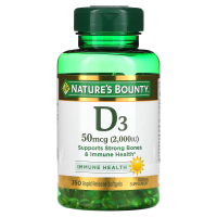 Nature's Bounty, Витамин D3, 50 мкг, 2000 МЕ, 350 мягких таблеток