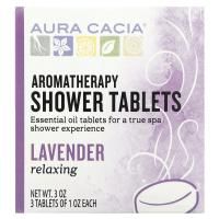 Aura Cacia, Ароматерапевтические таблетки для душа, расслабляющая лаванда, 3 таблетки по 1 унции