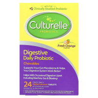 Culturelle, Здоровье пищеварительной системы, пробиотик в жевательных таблетках со вкусом апельсина, 24 таблетки