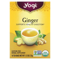 Yogi Tea, Чай с органическим имбирем, без кофеина, 16 чайных пакетиков, 1.12 унций (32 г)