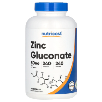 Nutricost, Глюконат цинка, 50 мг, 240 капсул