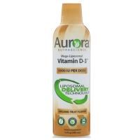 Aurora Nutrascience, Мега-липосомный витамин D3, Вкус органических фруктов, 9000 МЕ, 16 ж. унц.(480 мл)