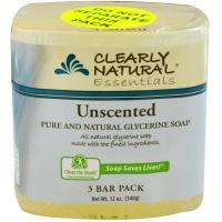 Clearly Natural, Натуральное чистое глицериновое мыло, без запаха, 3 куска в упаковке, 4 унции каждое