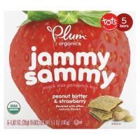 Plum Organics, Органические батончики Jammy Sammy,арахисовая паста и клубника, 5 батончиков по 29 г шт. (1.02 oz)