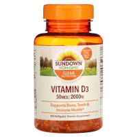 Sundown Naturals, Витамин D3, 50 мкг 2000 МЕ, 350 мягких таблеток