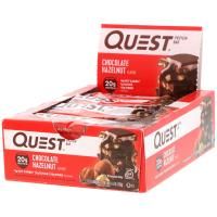 Quest Nutrition, Протеиновый батончик Quest, шоколад с лесным орехом, 12 батончиков, по 2,1 унции (60 г) каждый