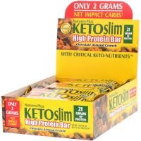 Nature's Plus, KETOslim, батончик с высоким содержанием протеина, шоколад и миндаль, 12 батончиков по 2,1 унции (60 г) каждый
