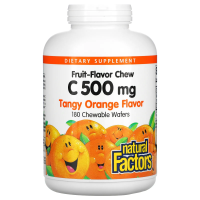 Natural Factors, Vitamin C, Tangy Orange Flavor, 500 mg, 180 Chewable Wafers