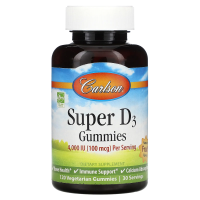 Carlson Labs, Super D3 Gummies,  Natural Fruit Flavors, 100 mcg, 4000 МЕ, 120 Gummies