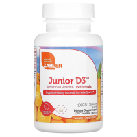 Zahler, Junior D3, передовая формула витамина D3, апельсин, 1000 МЕ, 120 жевательных таблеток